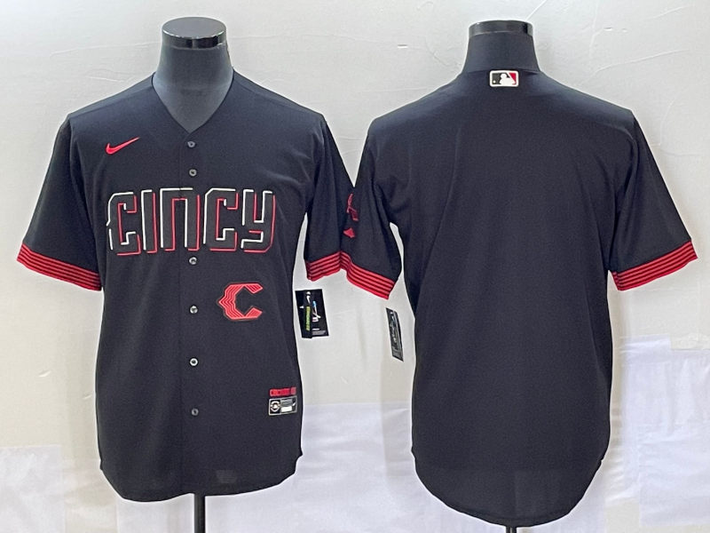 Men's Cincinnati Reds Blank Black 2023 City Connect With Patch Stitched Jersey